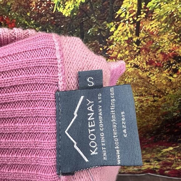 KOOTENAY Knitting Company LTD 100% Merino Wool Zip Up Bike Baby Pink Sweater S - Picture 6 of 9